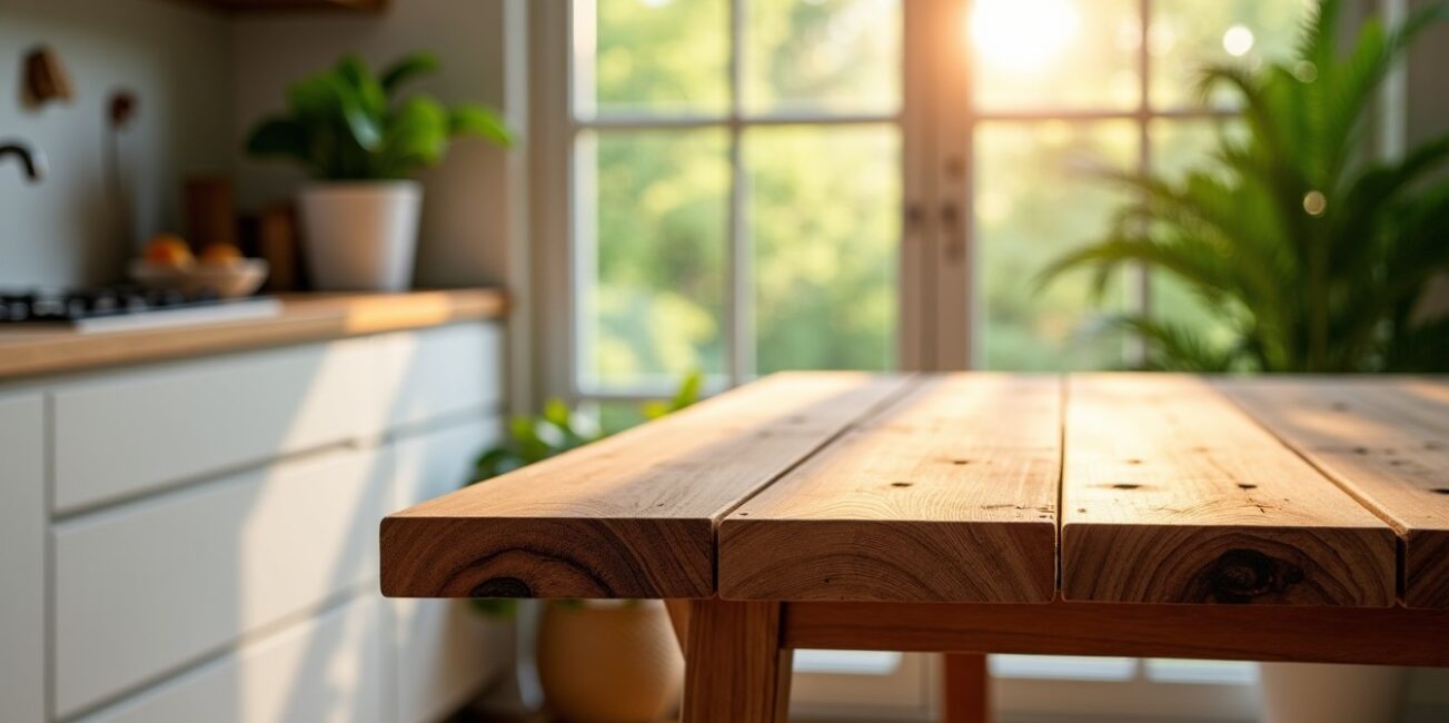 Une astuce écologique pour assembler deux plans de travail et créer une table durable