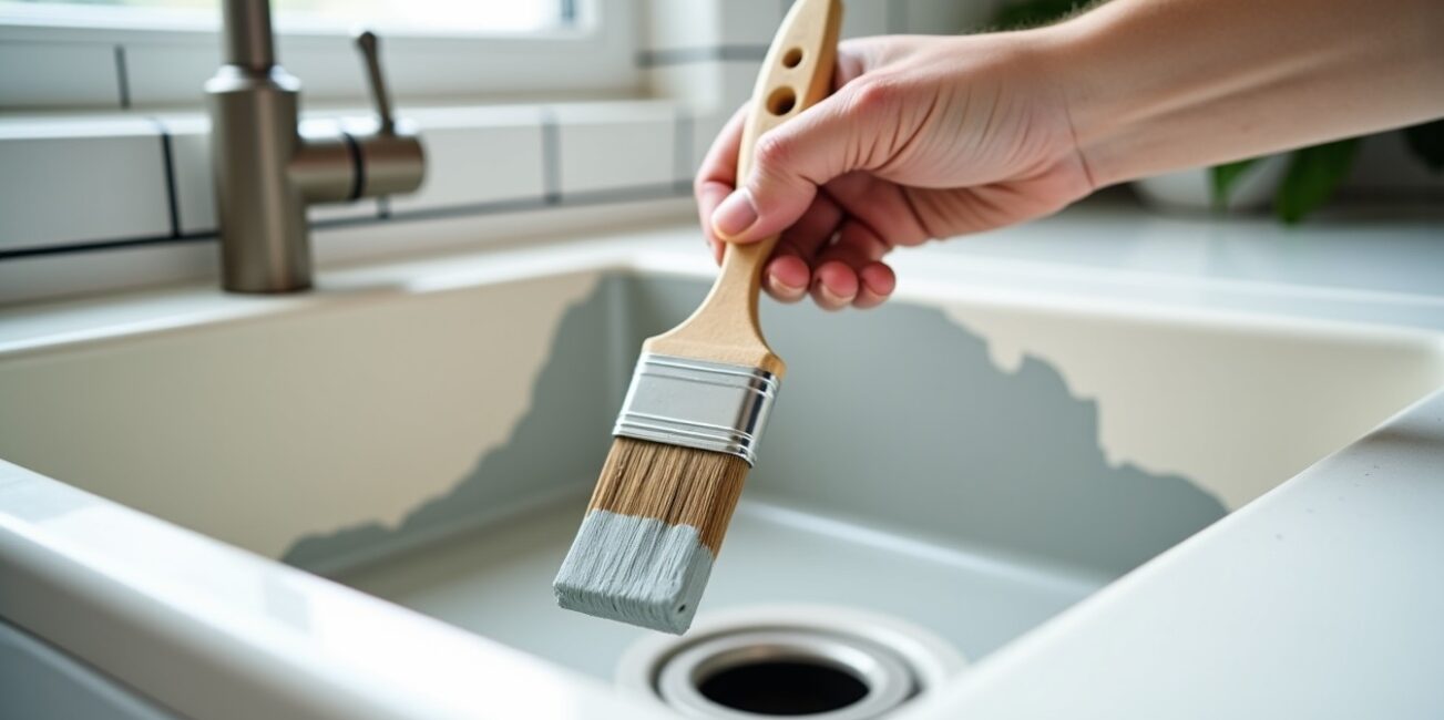 Guide pratique : Transformer un évier en résine abîmé grâce à la peinture, sans le changer