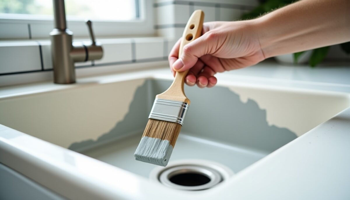 Guide pratique : Transformer un évier en résine abîmé grâce à la peinture, sans le changer