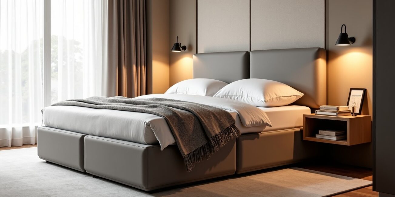 Lit coffre élégant, tête de lit stylée et rangements astucieux : les essentiels pour une chambre chic et fonctionnelle